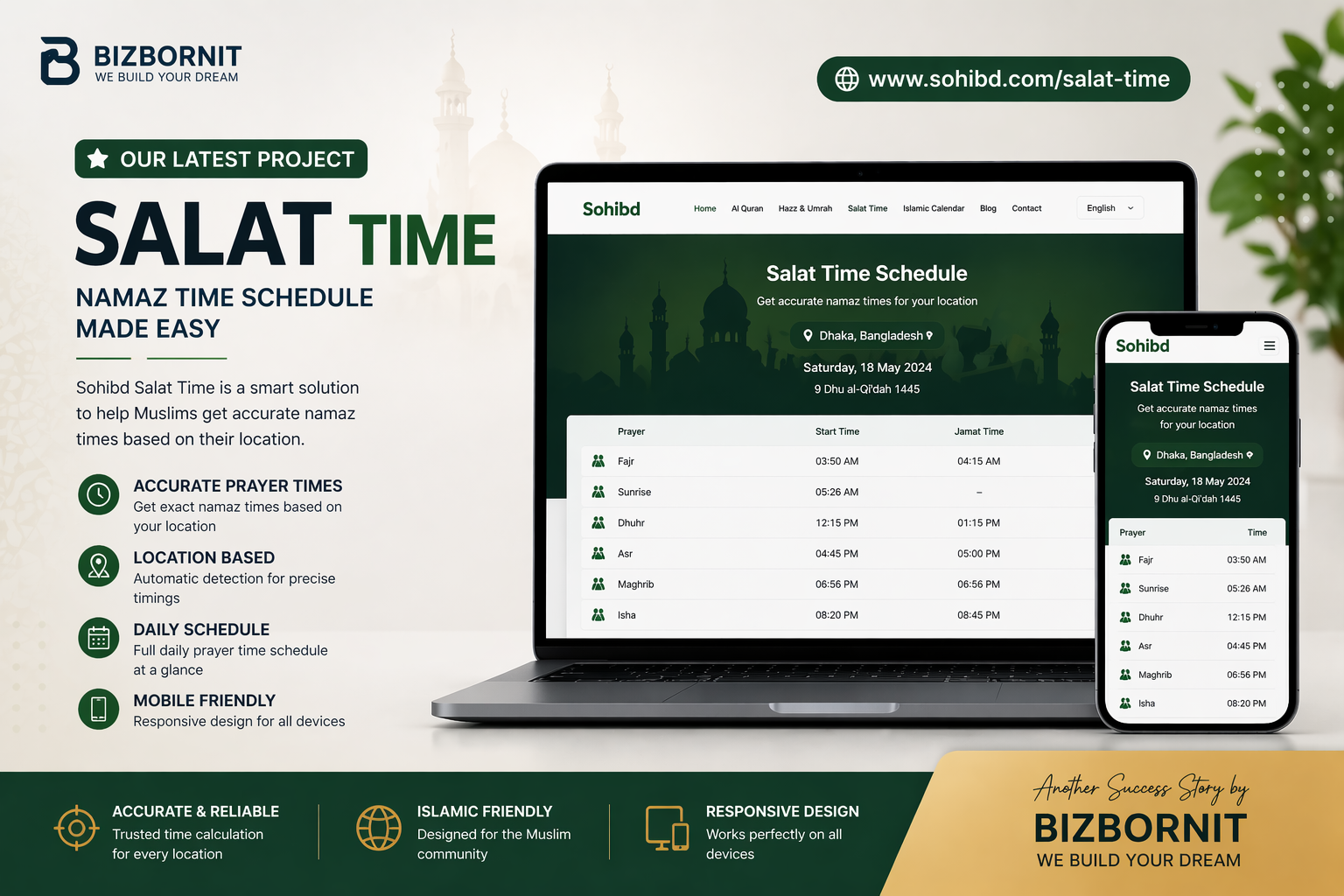 Project by Bizbornit – Salat Time Web App